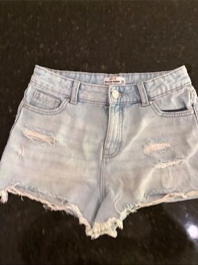 Girls' Light Blue Distressed Denim Shorts